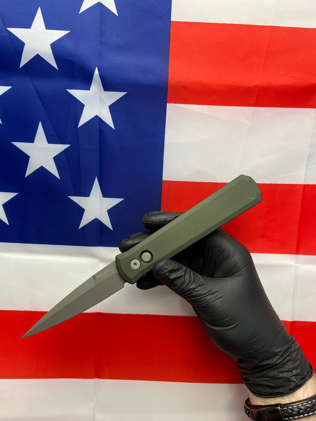 Pro-Tech Godfather Green Handle Blasted Blade (920-Green)