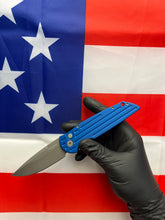 Load image into Gallery viewer, Pro-Tech TR-3 Grooved Blue handle Blasted Blade (TR-3 Blue)
