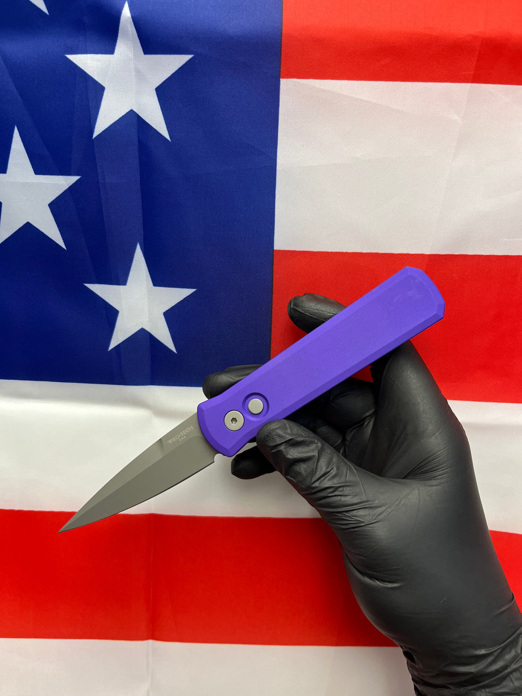Pro-Tech Godson Purple Handle Bead Blasted Blade (720-PURPLE)