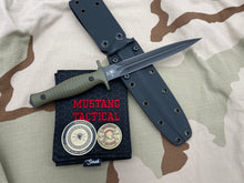 Load image into Gallery viewer, Spartan Blades V-14 Dagger Green Handle Black Blade Black Kydex Sheath