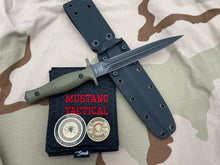 Load image into Gallery viewer, Spartan Blades V-14 Dagger Green Handle Black Blade Black Kydex Sheath