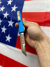 Load image into Gallery viewer, Microtech Ultratech Hellhound Blue Handle Bronzed Signature Series 119-1BLS