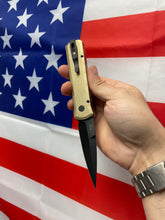 Load image into Gallery viewer, Pro-Tech Godson Custom AlBronze handle with FatCarbon "dark matter" inlay DLC blade
