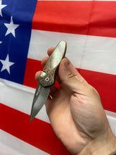 Load image into Gallery viewer, Pro-Tech Sprint Bronze Titanium Bruce Shaw Engraved Vegas Forge Damascus Pearl Inlay custom