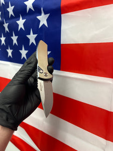 Pro-Tech SBR Custom Two-tone Bronze/Blue TI Handle Stonewash Blade (2023 SBR Custom 002)