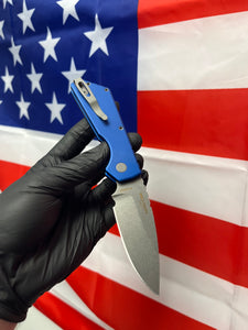 Pro-Tech Strider PT+ Blue handle with stonewash magnacut blade (PT201-BLUE)