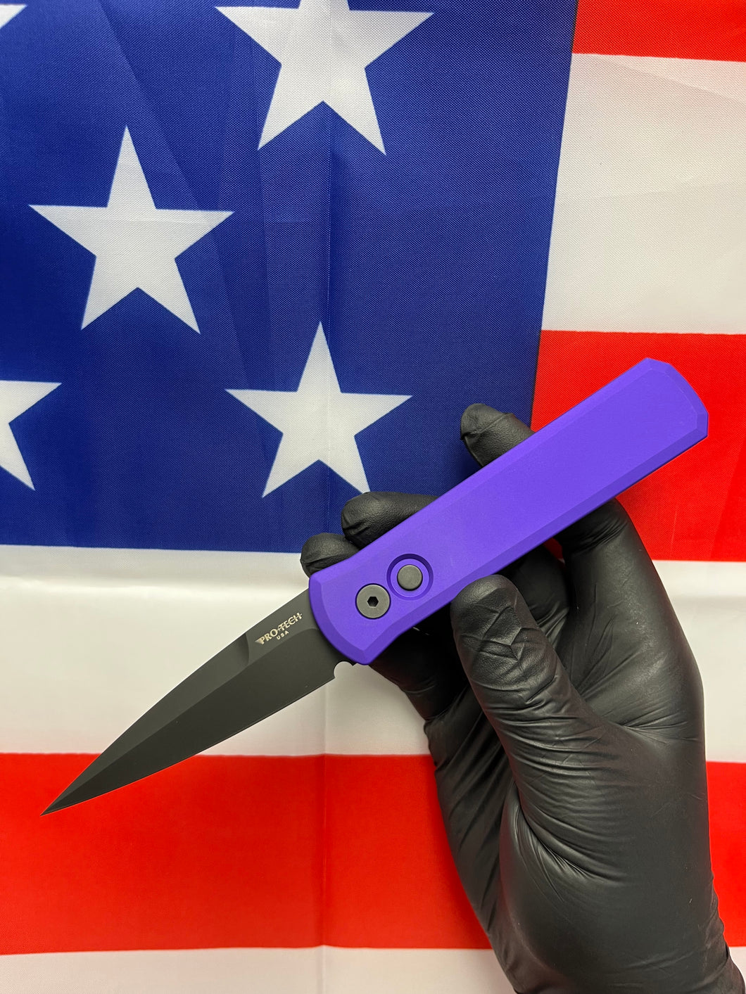 Pro-Tech Godson Purple Handle Black Blade (721-PURPLE)
