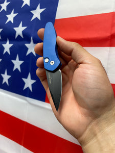 Pro-Tech Sprint Blue Handle Black Blade