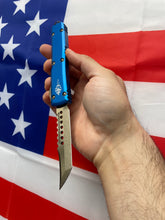 Load image into Gallery viewer, Microtech Ultratech Hellhound Blue Handle Bronzed Signature Series 119-1BLS
