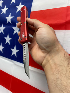 Microtech Ultratech Warhound Red Stonewash Signature Series 119W-10RDS