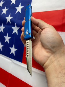 Microtech Ultratech Warhound Blue Handle Bronzed Signature Series 119W-13BLS