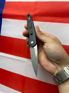 Pro-Tech Newport Black handle Stonewash Blade
