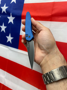 Pro-Tech Newport Blue Handle Black Blade